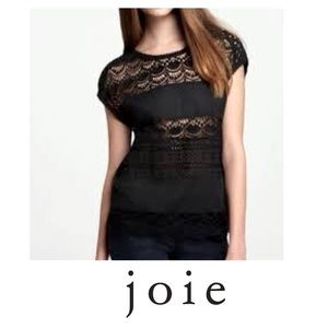 Joie Sigrid Black Crochet Lace Eyelet Top